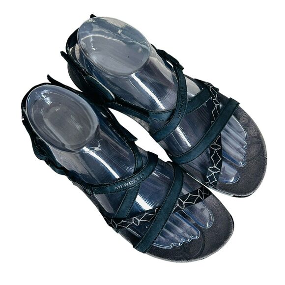 Merrell Sandals Footbed Shoes Womens Size 8 Black Gray Strappy Gorpcore - Picture 5 of 9